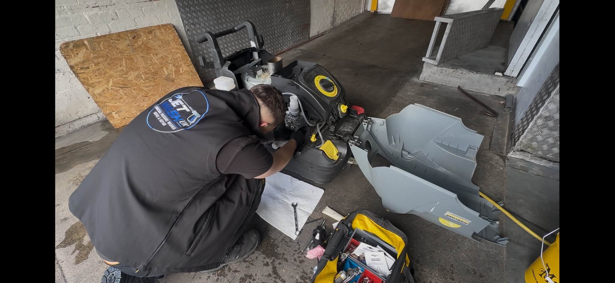 Pump rebuild with seals and fittings laid out